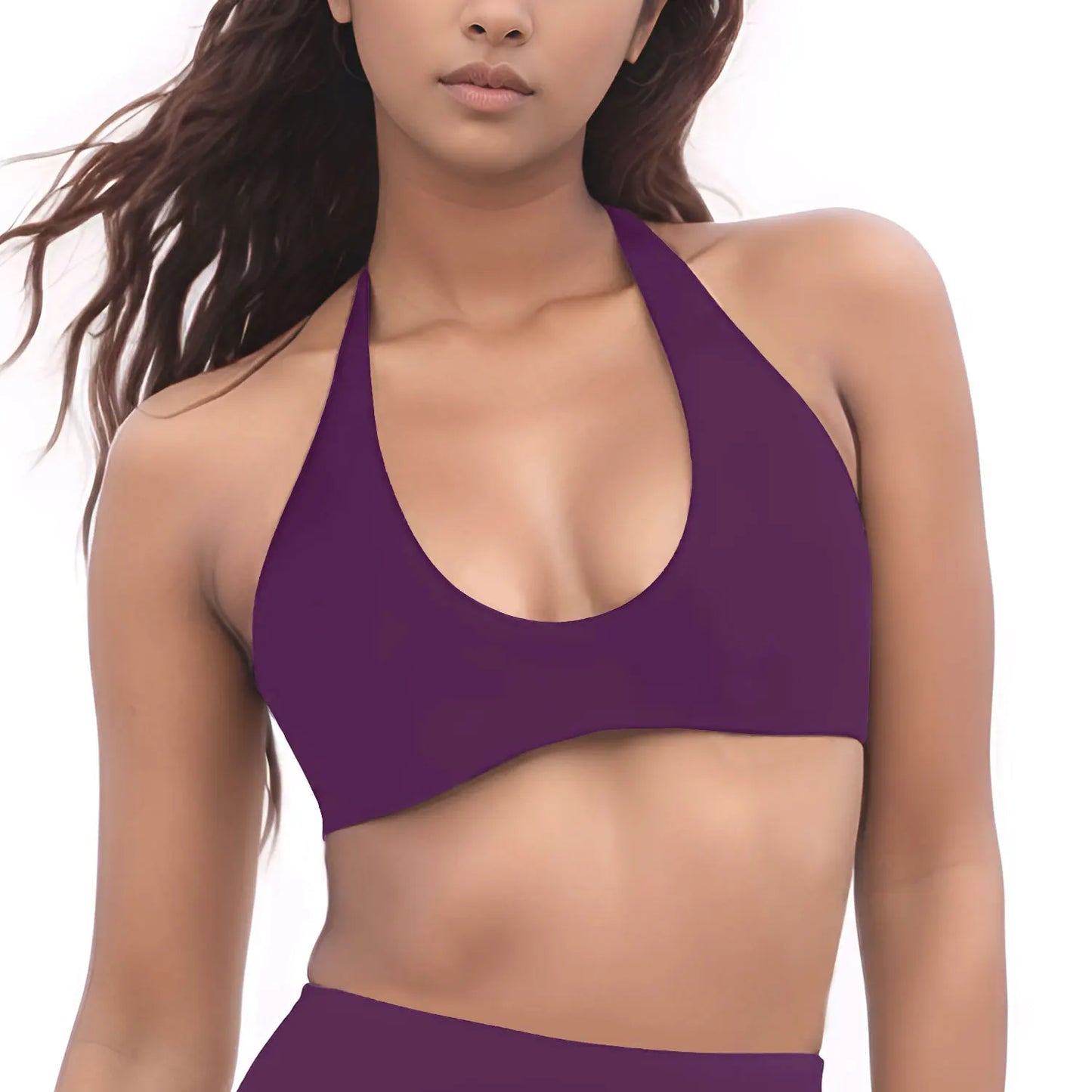 NCLAGEN SoftMotion Minimal Halter Neck Bralette Women's Sports Bra Gym High Support Workout Underwear Pilates Yoga Halter Top
