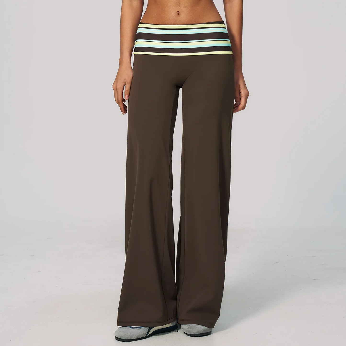 Fold Over Waist Yoga Pants Flare Leggings Women High Waist Wide Leg Pants Women Gym Fitness Sports Flared Pant Dance Trousers