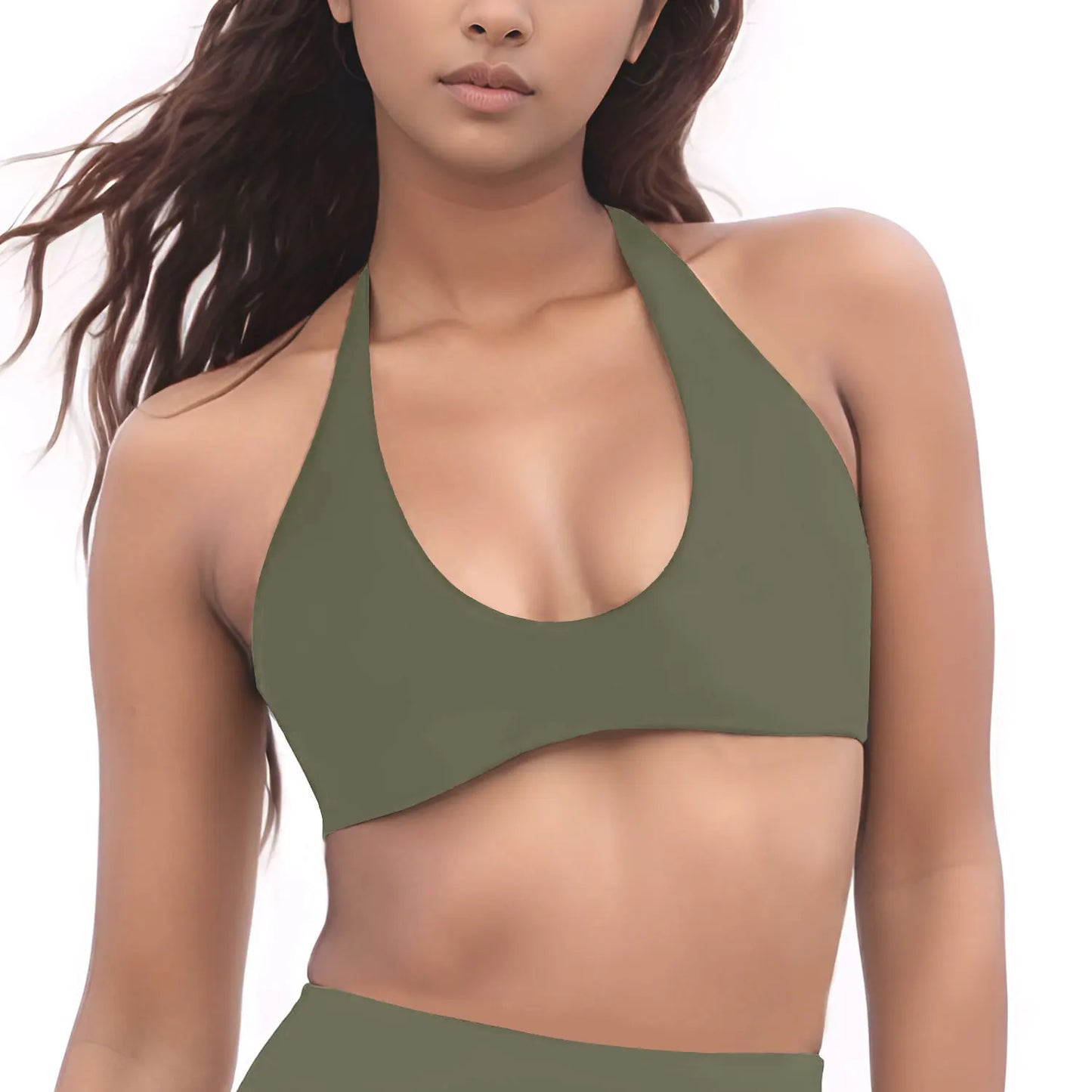 NCLAGEN SoftMotion Minimal Halter Neck Bralette Women's Sports Bra Gym High Support Workout Underwear Pilates Yoga Halter Top