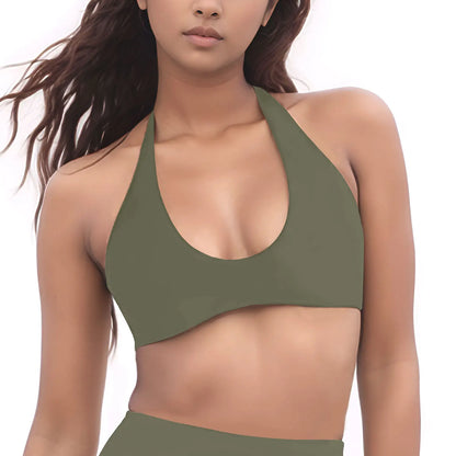 NCLAGEN SoftMotion Minimal Halter Neck Bralette Women's Sports Bra Gym High Support Workout Underwear Pilates Yoga Halter Top