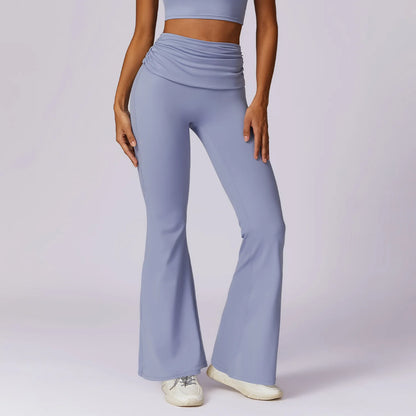 NCLAGEN Yoga Pants For Women Hip Lifting  Nude Feel Casual Wide Leg High Waist Scrunch Skin Friendly Sports Fashion Bell-bottoms