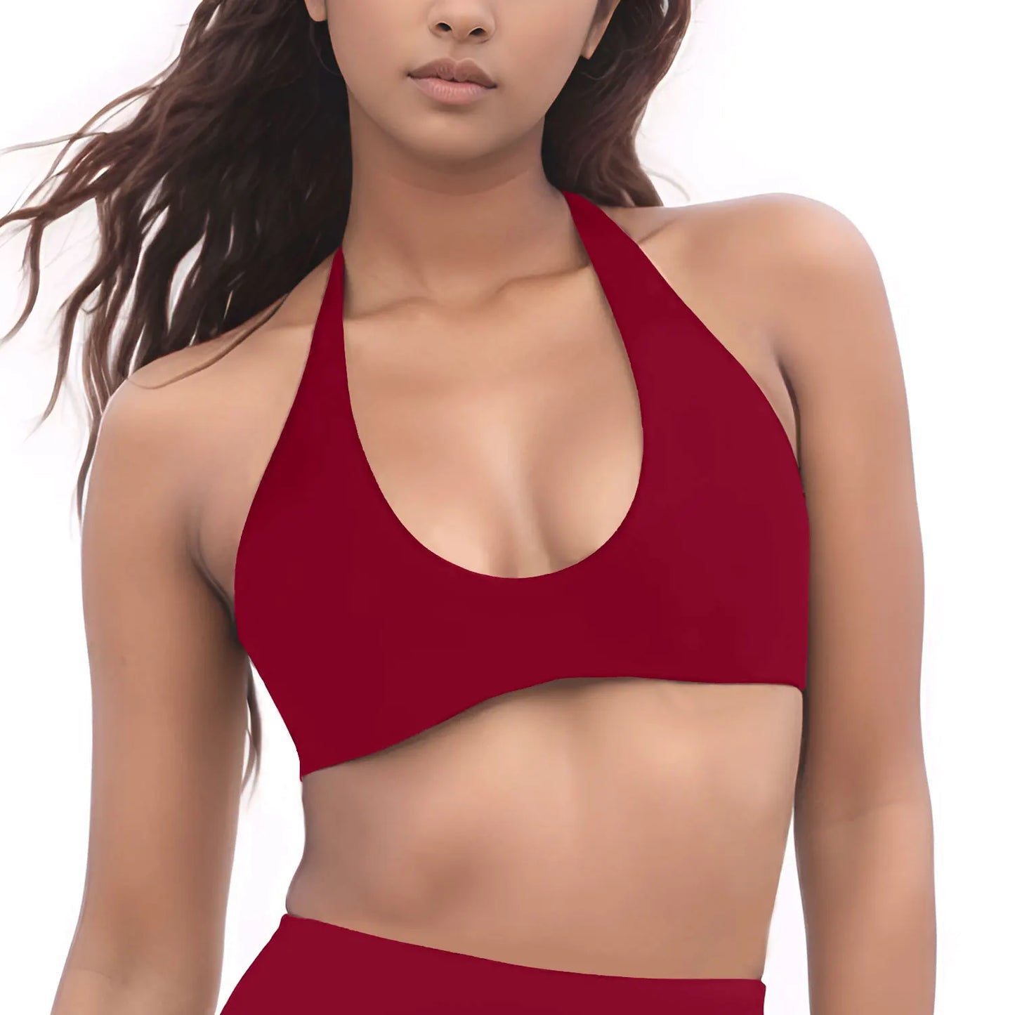 NCLAGEN SoftMotion Minimal Halter Neck Bralette Women's Sports Bra Gym High Support Workout Underwear Pilates Yoga Halter Top