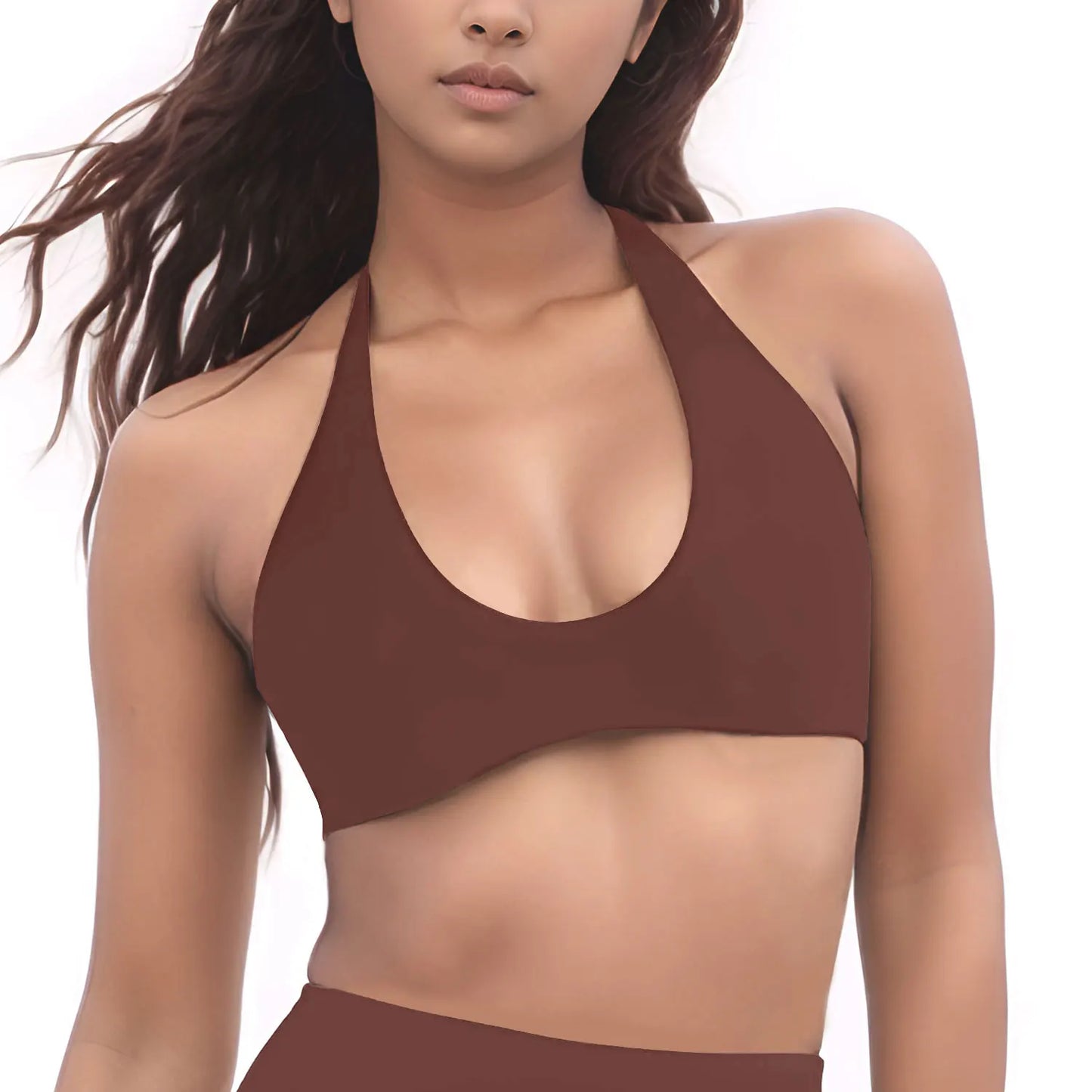NCLAGEN SoftMotion Minimal Halter Neck Bralette Women's Sports Bra Gym High Support Workout Underwear Pilates Yoga Halter Top