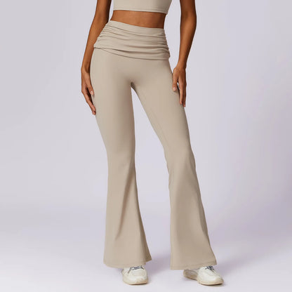 NCLAGEN Yoga Pants For Women Hip Lifting  Nude Feel Casual Wide Leg High Waist Scrunch Skin Friendly Sports Fashion Bell-bottoms