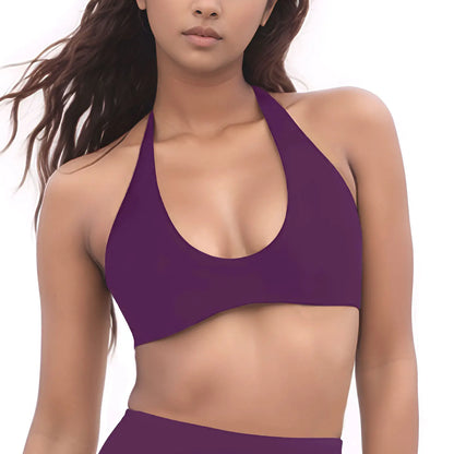 NCLAGEN SoftMotion Minimal Halter Neck Bralette Women's Sports Bra Gym High Support Workout Underwear Pilates Yoga Halter Top