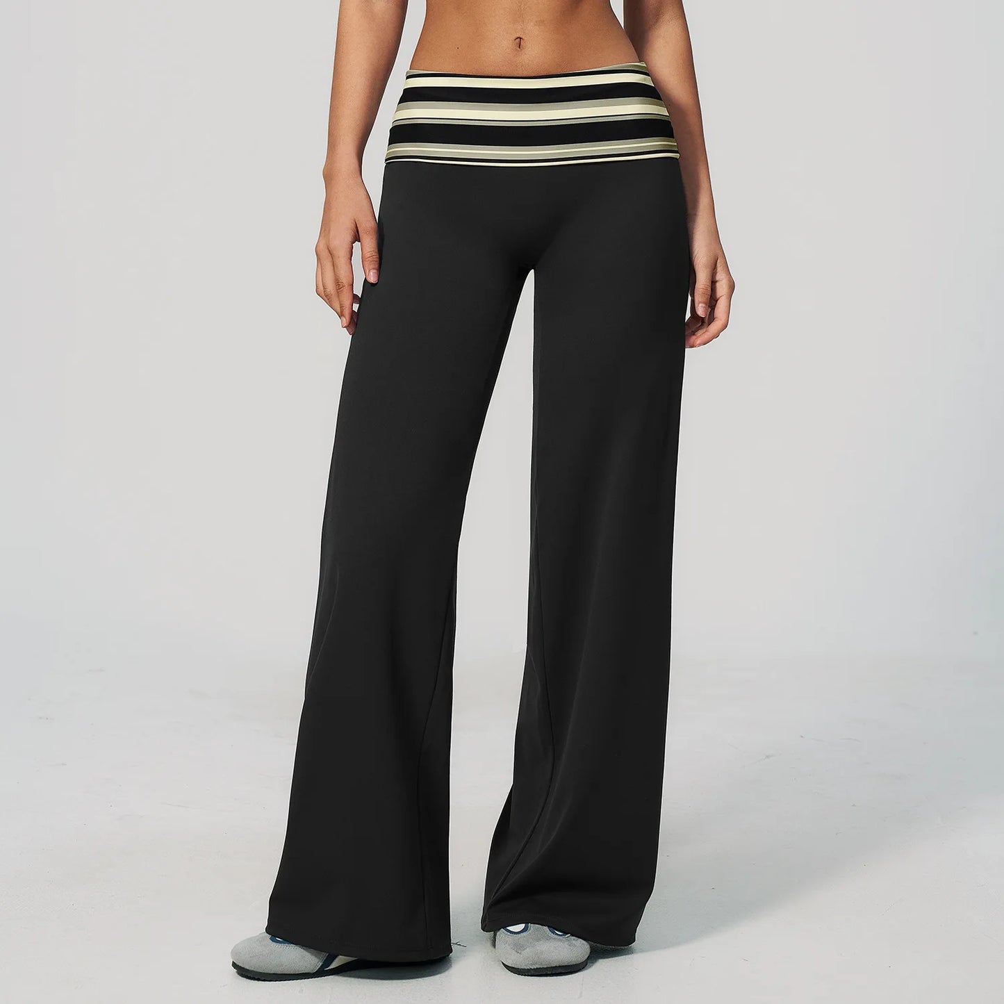 Fold Over Waist Yoga Pants Flare Leggings Women High Waist Wide Leg Pants Women Gym Fitness Sports Flared Pant Dance Trousers