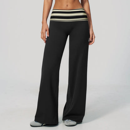 Fold Over Waist Yoga Pants Flare Leggings Women High Waist Wide Leg Pants Women Gym Fitness Sports Flared Pant Dance Trousers