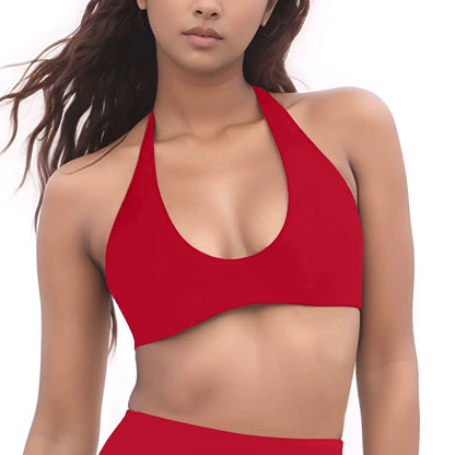NCLAGEN SoftMotion Minimal Halter Neck Bralette Women's Sports Bra Gym High Support Workout Underwear Pilates Yoga Halter Top
