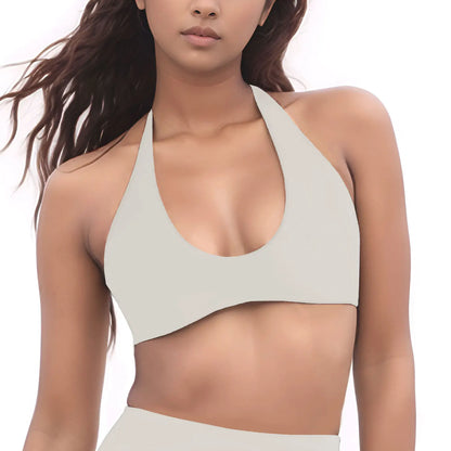 NCLAGEN SoftMotion Minimal Halter Neck Bralette Women's Sports Bra Gym High Support Workout Underwear Pilates Yoga Halter Top