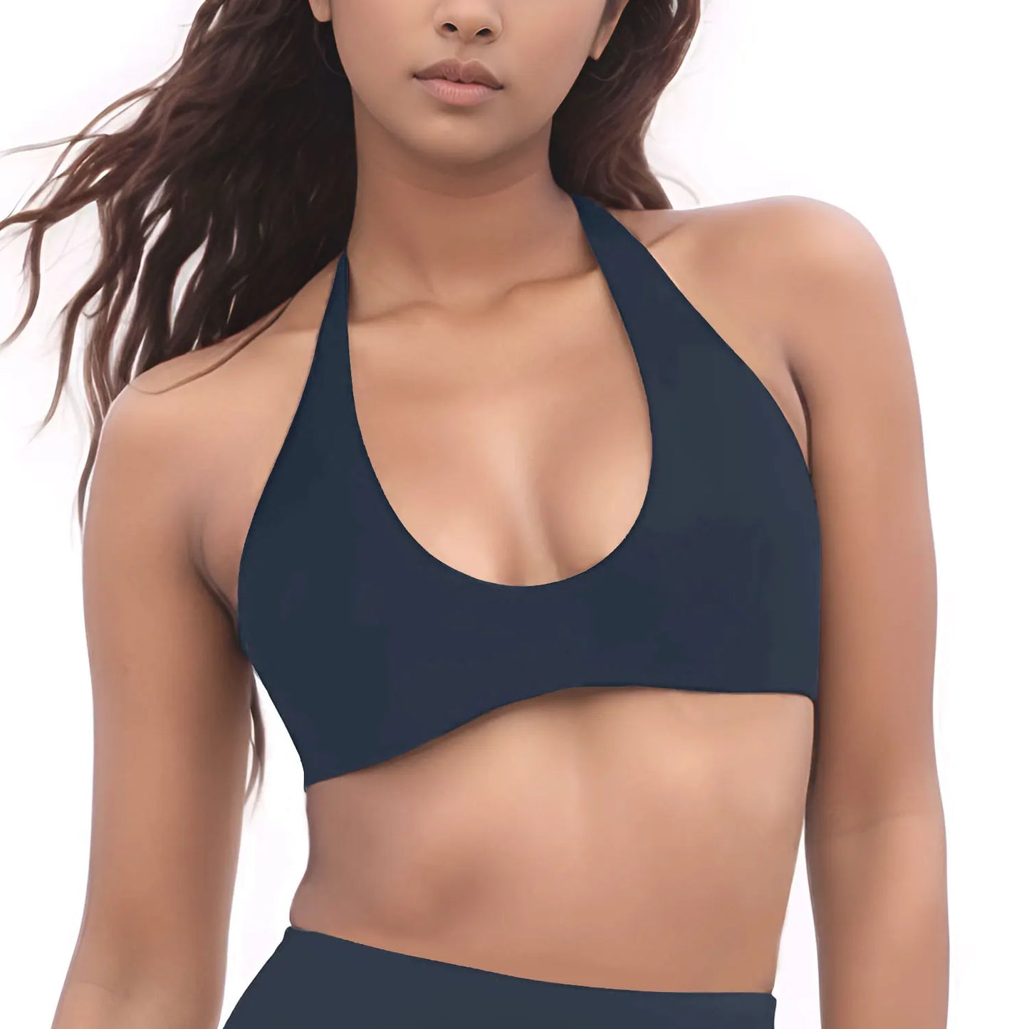 NCLAGEN SoftMotion Minimal Halter Neck Bralette Women's Sports Bra Gym High Support Workout Underwear Pilates Yoga Halter Top