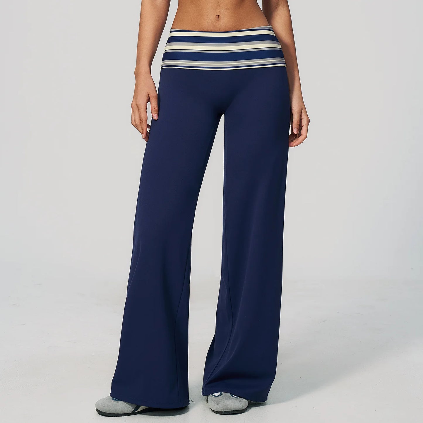 Fold Over Waist Yoga Pants Flare Leggings Women High Waist Wide Leg Pants Women Gym Fitness Sports Flared Pant Dance Trousers