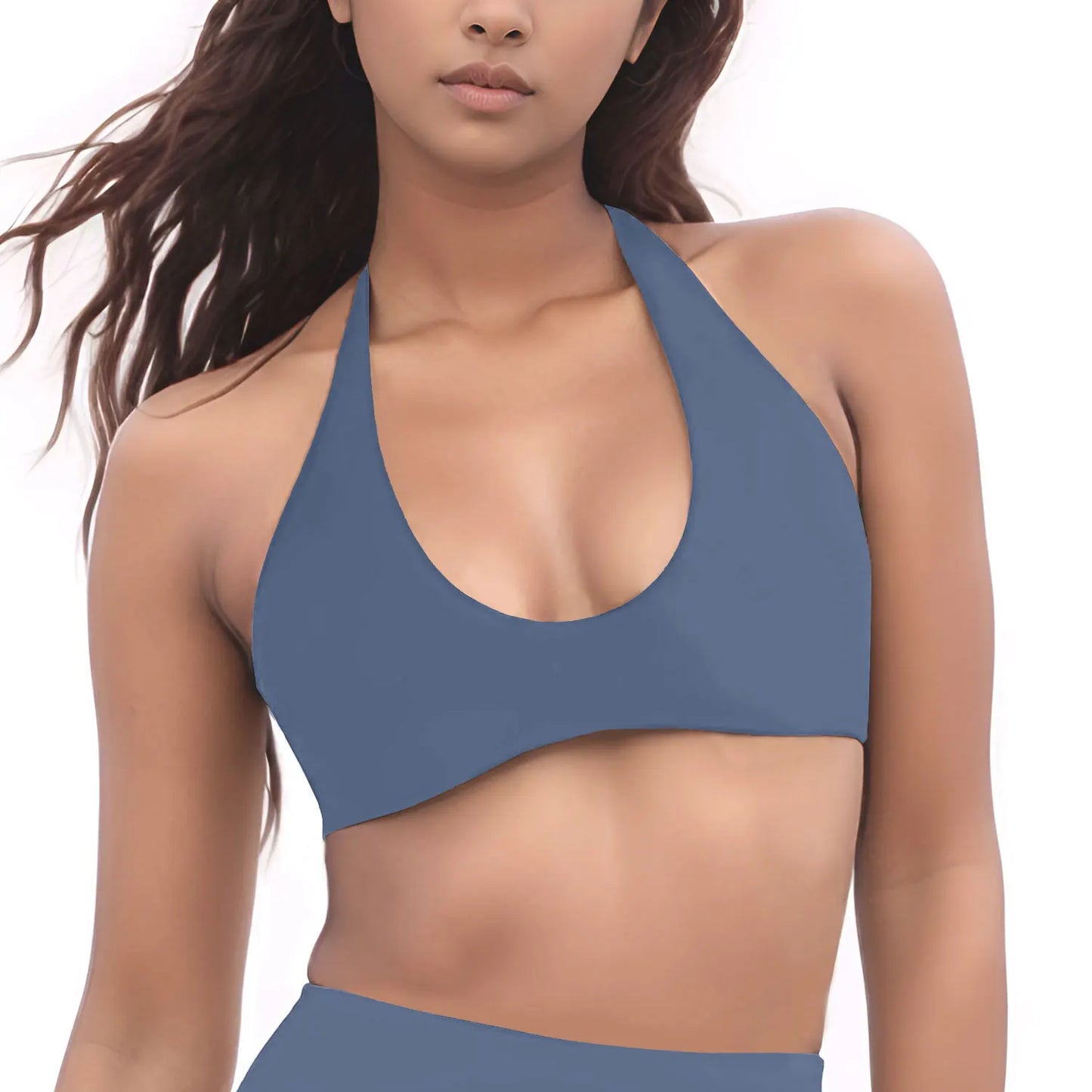 NCLAGEN SoftMotion Minimal Halter Neck Bralette Women's Sports Bra Gym High Support Workout Underwear Pilates Yoga Halter Top