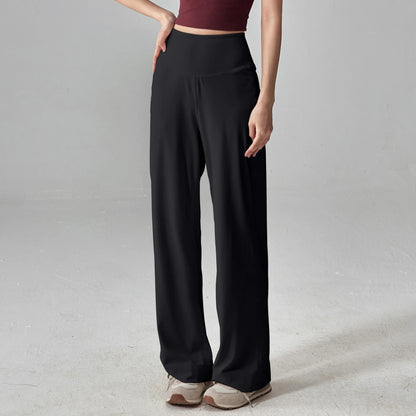 Women's High Quality Pants With Pockets High Waist Stretch Loose Sweatpants Nake-Feeling Sports Leisure  Yoga Workout Pants
