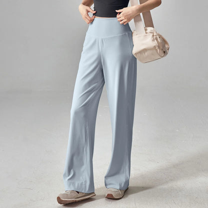 Women's High Quality Pants With Pockets High Waist Stretch Loose Sweatpants Nake-Feeling Sports Leisure  Yoga Workout Pants