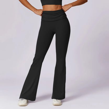 NCLAGEN Yoga Pants For Women Hip Lifting  Nude Feel Casual Wide Leg High Waist Scrunch Skin Friendly Sports Fashion Bell-bottoms
