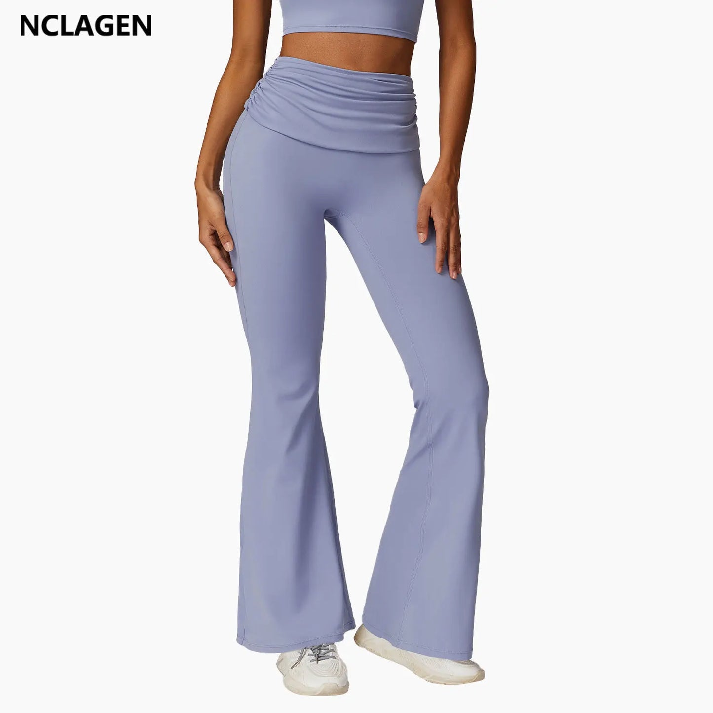 NCLAGEN Yoga Pants For Women Hip Lifting  Nude Feel Casual Wide Leg High Waist Scrunch Skin Friendly Sports Fashion Bell-bottoms