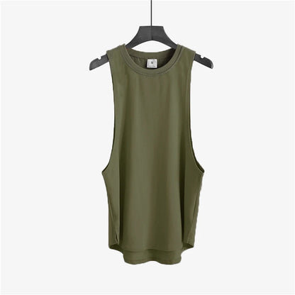 Grey Men's Sleeveless Tank Top Fitness Clothing Sportswear Gym Stringer Bodybuilding Undershirt Fashion Vest for Men