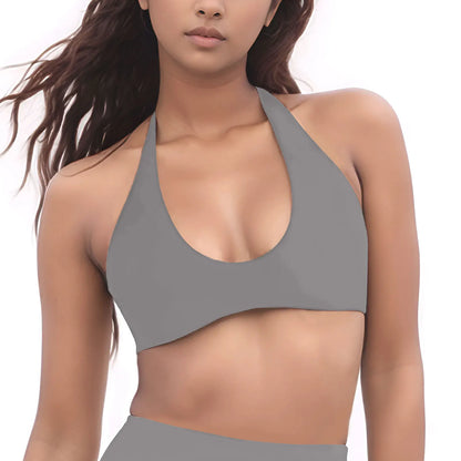 NCLAGEN SoftMotion Minimal Halter Neck Bralette Women's Sports Bra Gym High Support Workout Underwear Pilates Yoga Halter Top